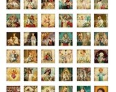 Religious Art inchies sheet  II  1x1 square digital collage sheet for jewelry 25.4mm 25mm x 25mm Victorian greeting card postcard images