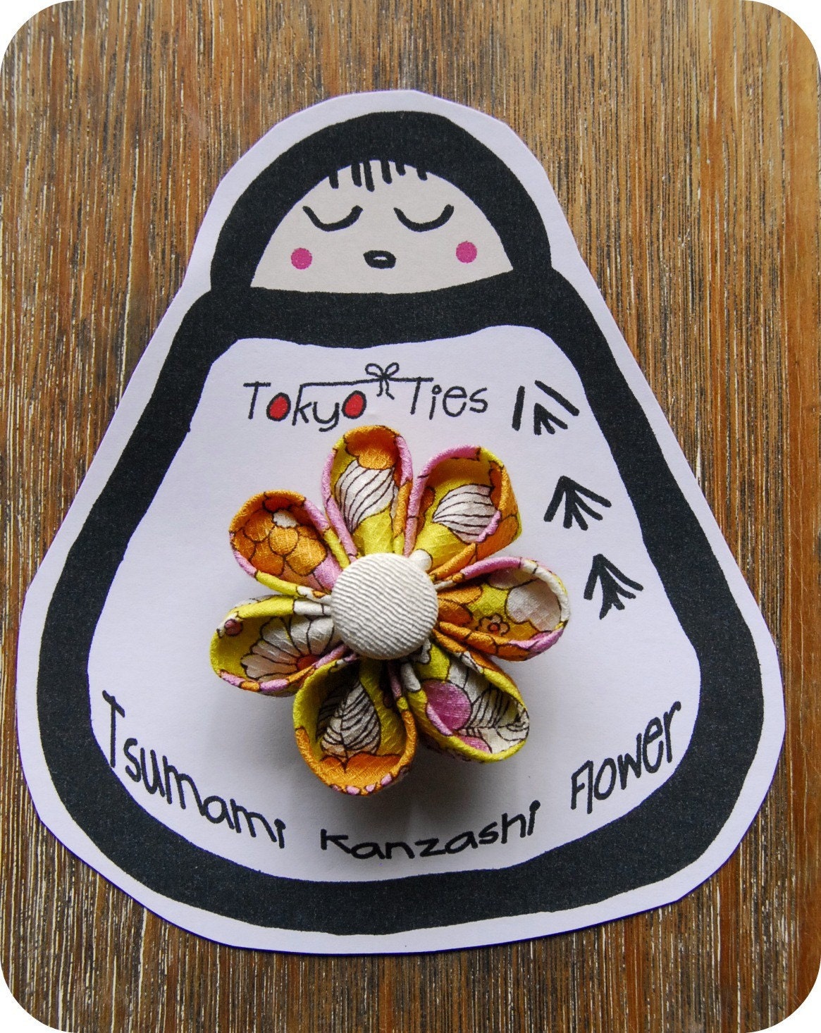 Tsumami Kanzashi Flower Brooch or Necklace