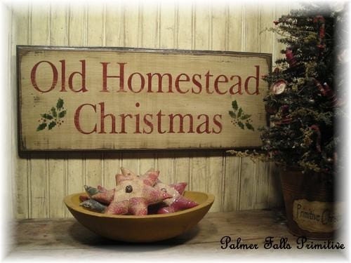 Primitive Old Homestaed Christmas Wood Sign Wall Hanging Decoration