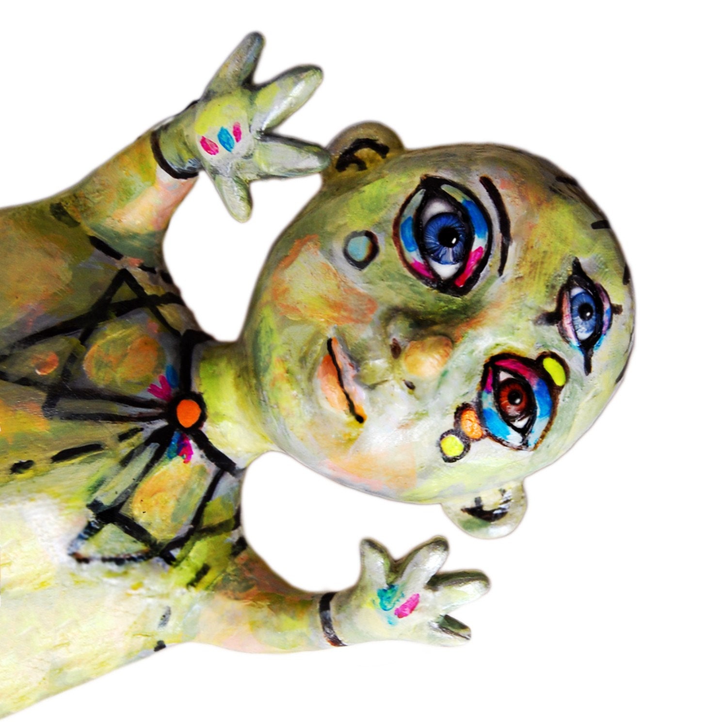 Doll Purse OOAK Minaudiere Evening Bag Surreal Whimsical Tri Eye Guy