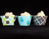 Blue Owl Cupcake Wrappers for Blue Owl Birthday Baby Shower