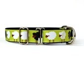 1 Inch Wide Dog Collar with Adjustable Buckle or Martingale in Black Sheep