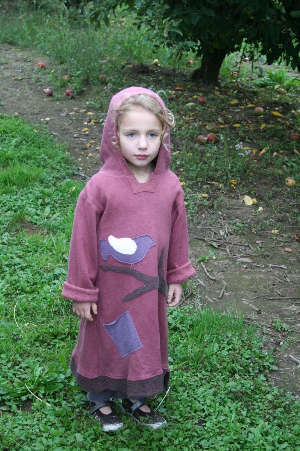 Modern Little Birdie Organic Fleece Hoodie Long
