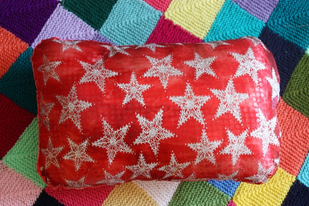 CHRISTMAS RED GLITTER SEQUIN kitsch cushion pillow