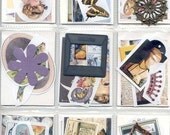 ACEO ATC collage kit mystery grab bag artist matboards background ephemera embellishments laser printed images trading card sleeve sheet
