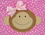 Machine Embroidery Applique Design - Monkey Face - 4x4 and 5x7