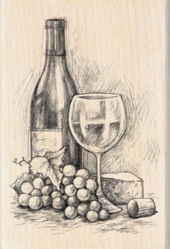 WINE AND CHEESE - Rubber Stamp
