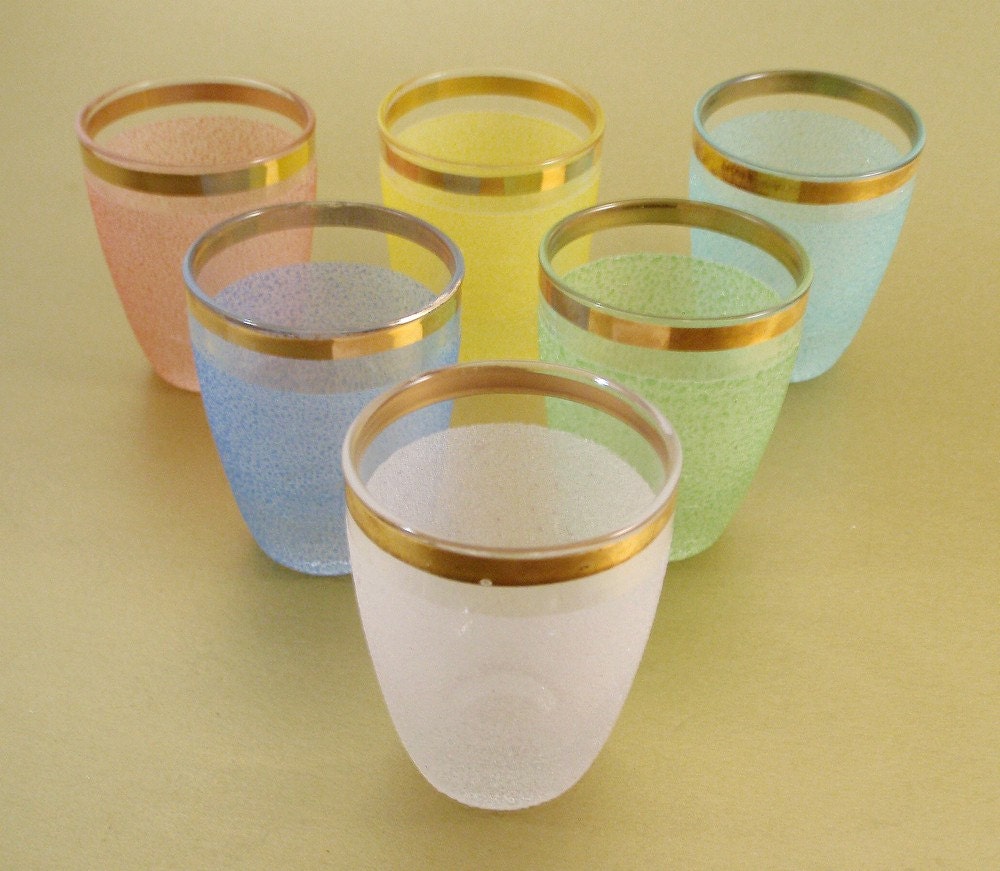 Set of Six Pastel Shot Glasses