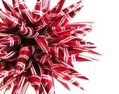 Peppermint Candy Christmas Ornament Paper Star Urchin Red White Stripe Holiday Home Decor Polish Tradition - 4 inch