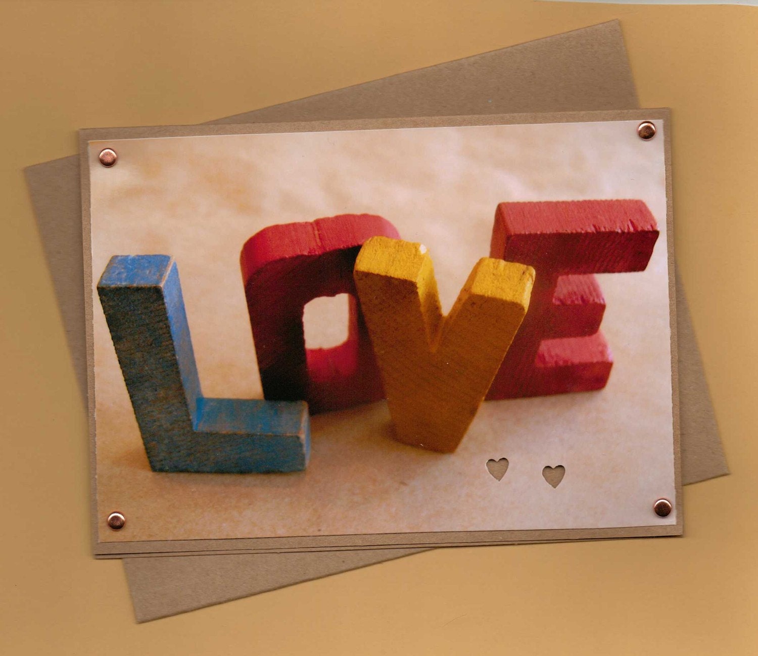 Vintage Alphabet Letters Handmade Greeting Card-Love-Sweetheart