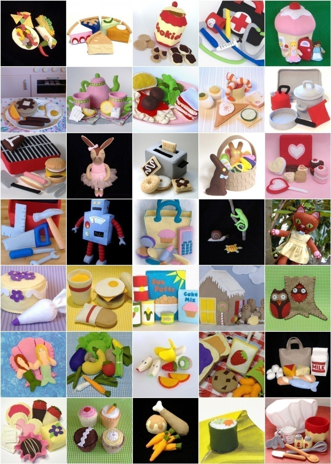 10 PDF Patterns  of Your Choice- Felt Food, Toys and Dolls