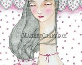 Victorian tea girl art print, "The Tea Server"