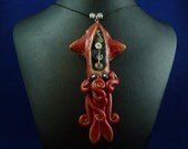Gilded Steampunk Squid Necklace - Polymer Clay Jewelry Pendant