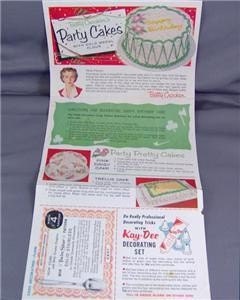 Vintage 1950s Betty Crocker PARTY CAKES Recipes Advertising Ephemera