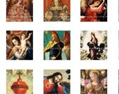 Medieval & Renaissance Catholic Religious Paintings Scrabble digital collage sheet .75 x .83 inches 19mm x 21mm sacred heart angel madonna