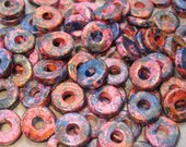 Mykonos Greek Ceramic Beads - Melitzania Large Holed Beads 8mm Round Washer Spacer Beads