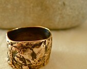 Bronze Ring Band Layered Natural Irregular Edges Unisex Mens Lady