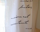 french script curtains - hand painted