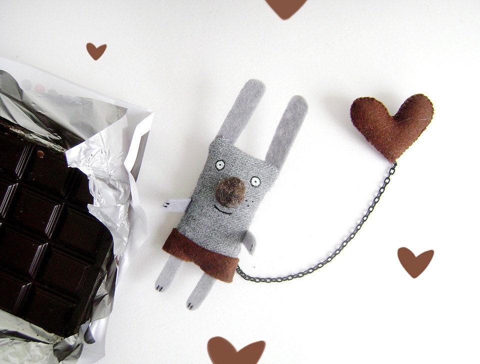 Bunny Brooch - I have a Chocolate Heart
