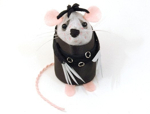 Edward Scissorhands Mouse ornament felt hamster rat mice cute gift for animal lover or collector - Edward Scissorpaws Mouse - READY TO SHIP