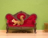 squirrel art, acorn, red and green, woodland animal - Squirreled Away 8 x 10