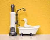 sunny duck print, bathroom decor, bright cheery yellow, retro - Dirty Duck  8 x 10