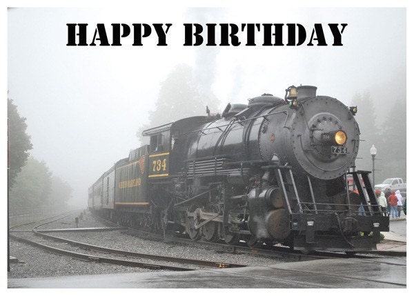 Steam Engine Train Photo Birthday Card