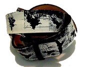 Handmade Leather Belt Screenprinted Flying Birds