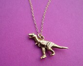 gold tyrannosaurus rex dinosaur necklace
