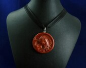 Copper Cthulhu Cameo Necklace - Polymer Clay Horror Jewelry