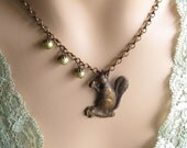 Squirrel Necklace with Three Pearl Acorn Nuts tbteam tpt team