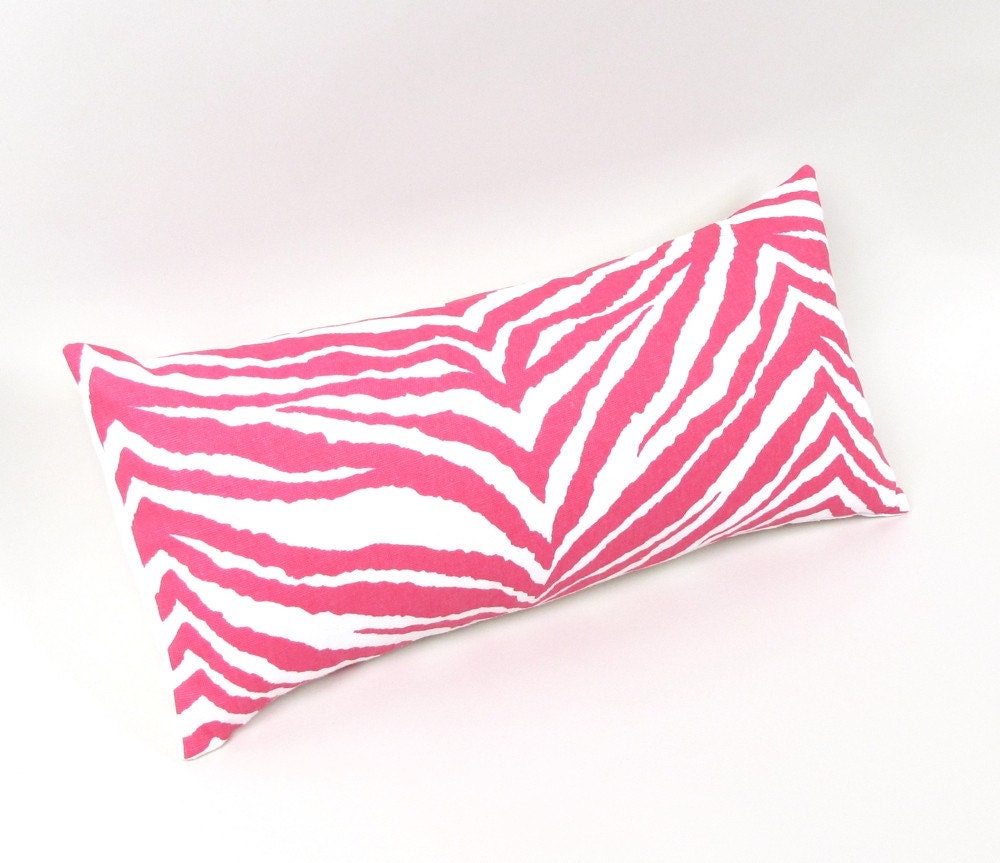 Hot Pink Zebra Lumbar Pillow 8 by 17 inches