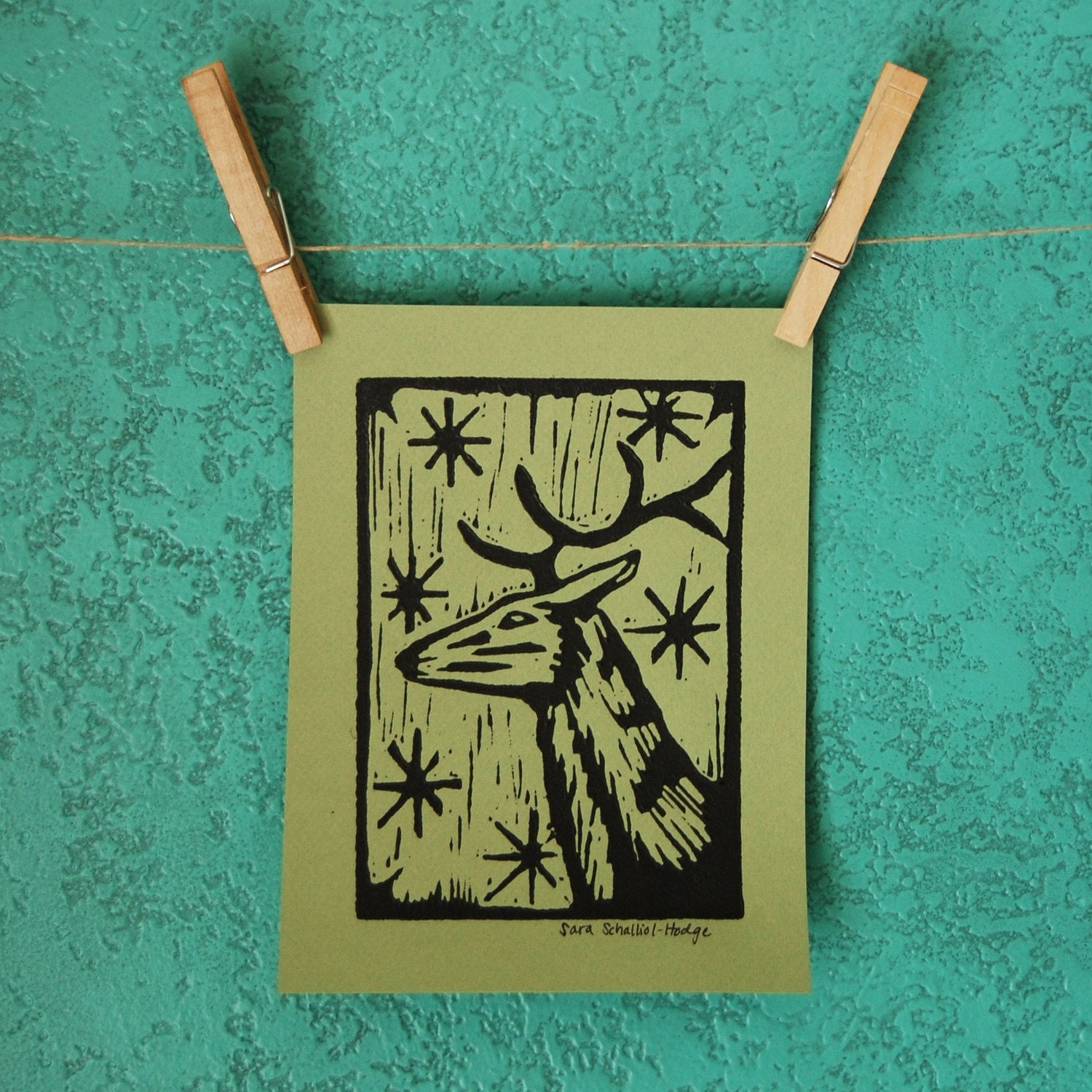 OH CARIBOU - linocut print