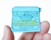 Typewriter Wood Brooch