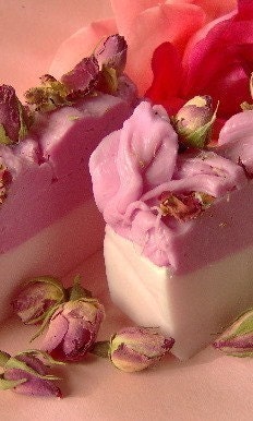 Rose Soap with Dried Rose Buds - 30% Off Sale - BubblesUpByBethieB