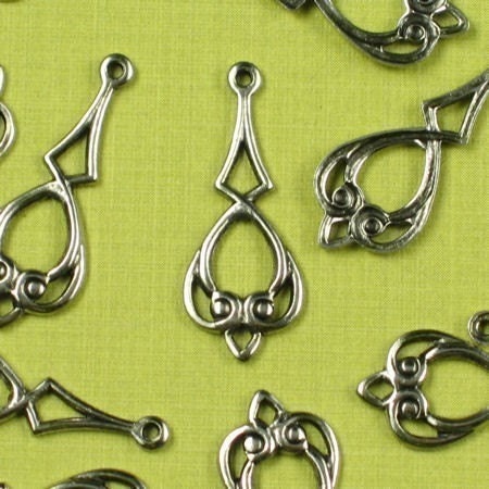 12 Antique Silver Drop Earring Jewelry Findings 446