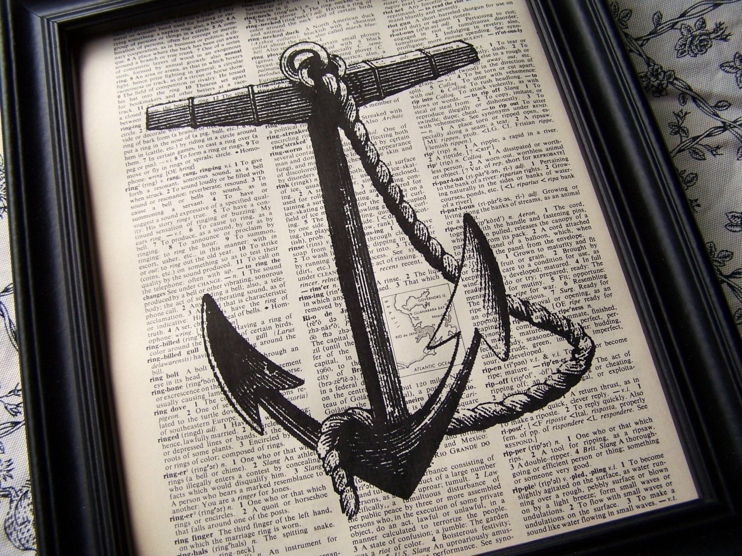 Anchor, Ships Anchor, Upcycled, Steampunk, Stop The Boat 8 X 10 Print On Vintage Dictionary Page