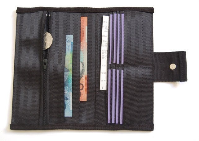 Women's Black Upcycled Seatbelt Wallet