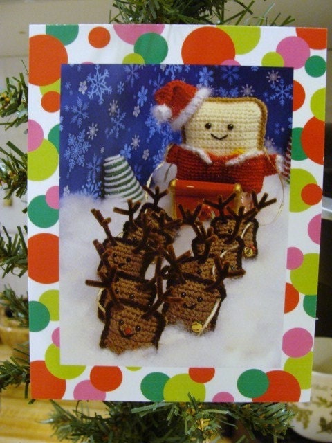 Pack of 5 Mr. Toastee Santa and Reindeer Postcards - With Envelopes