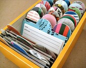 Way Yellow Business Card and Address File Box Made with Vintage Record Album Covers