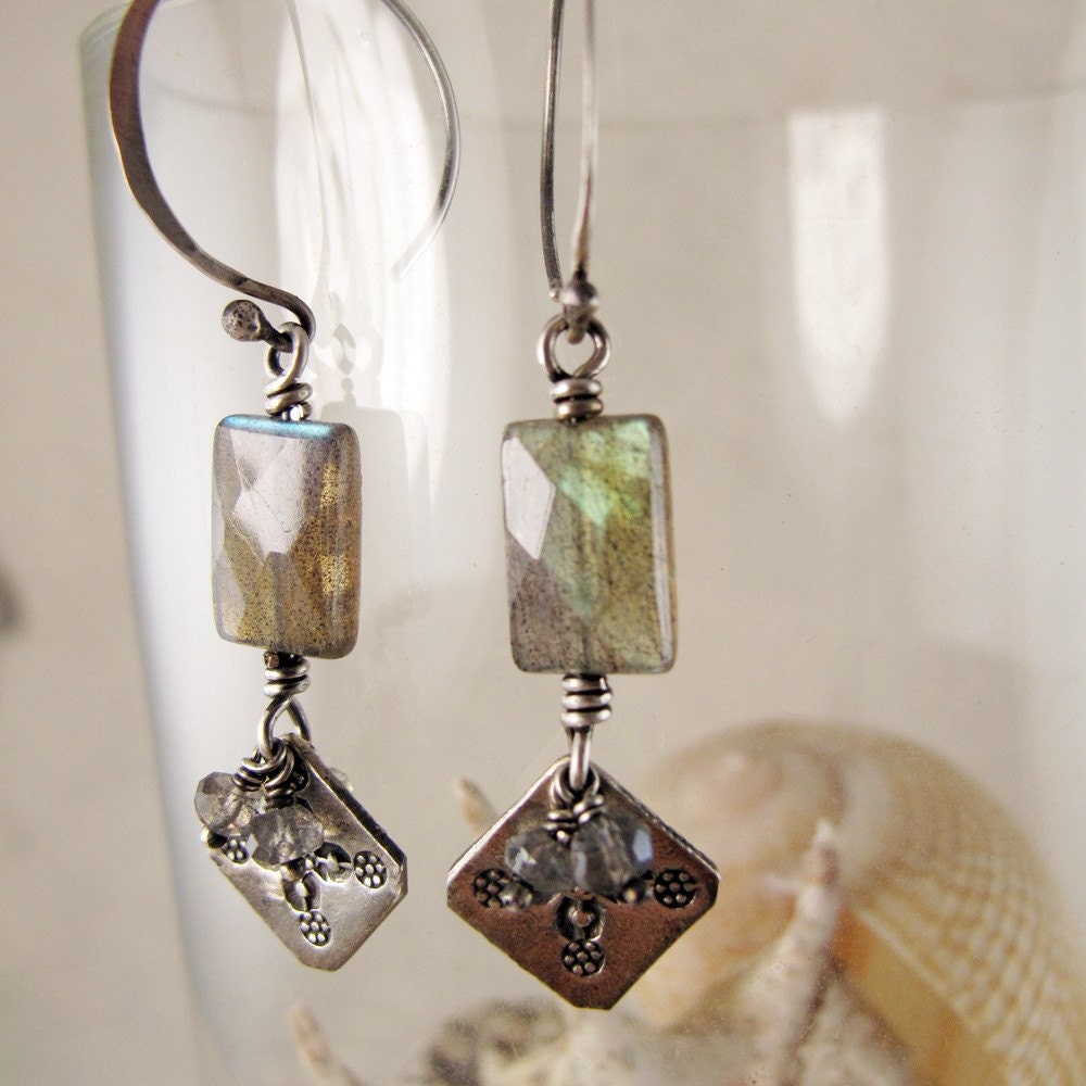Flashy Labradorite and Silver Earrings