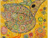 Chicken on Marigold -- Print on Paper
