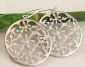 Chandelier Earrings Exotic Large Round Filigree Sterling Silver Ear Wires - Door to Morocco - Bridal Bride