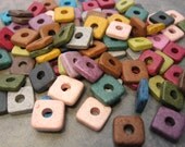 25 Mykonos Greek Ceramic Beads EARTHY ASSORTMENT 8mm Square Beads