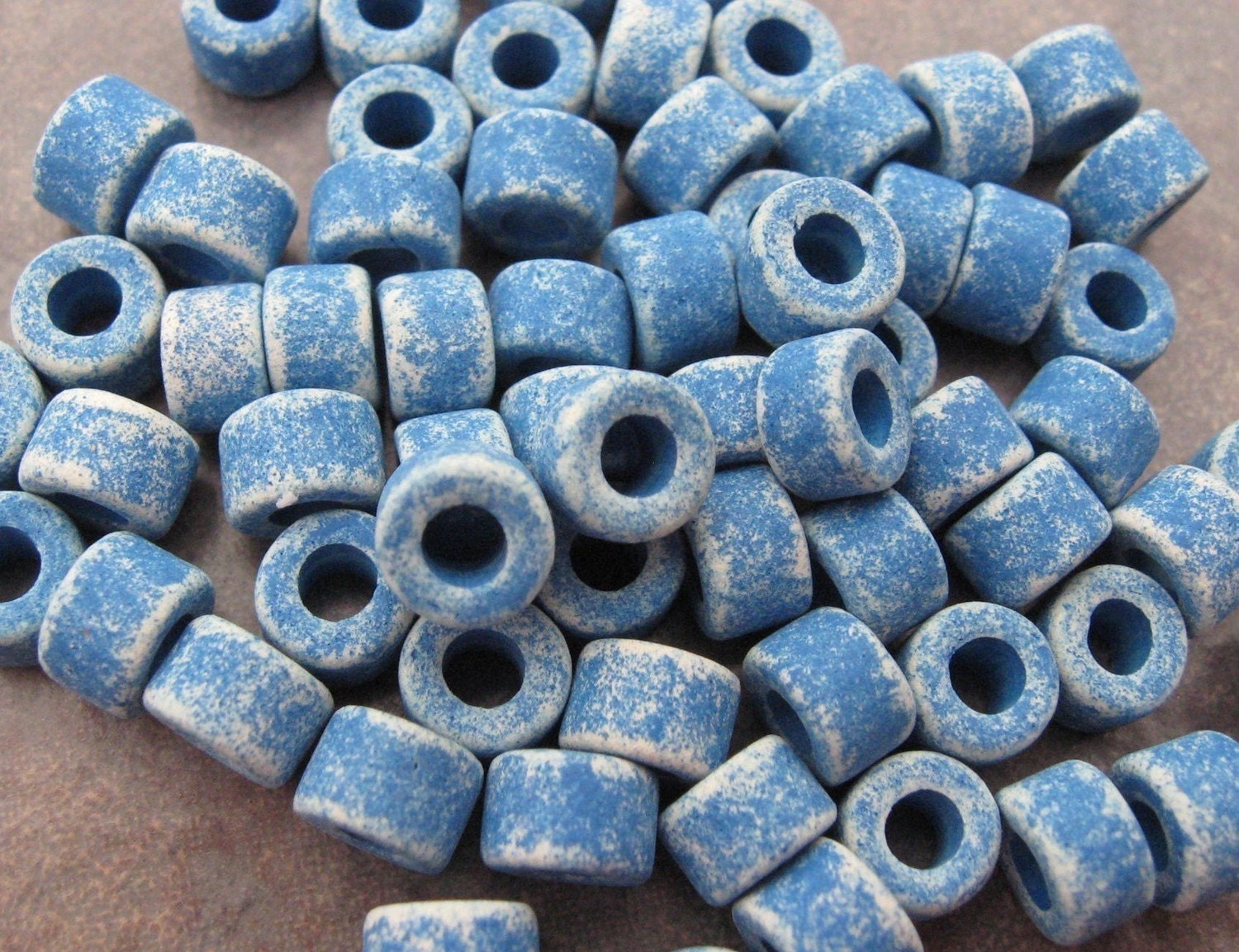 DENIM Mykonos Greek Ceramic Beads 6x4mm MINI TUBE (25)