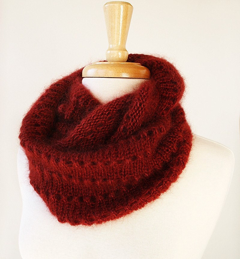 Winter Fashion - Infinity Scarf - Snood - Winter Cowl - Hand-Knit in Luxurious Kid Mohair and Silk