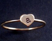 Hand Stamped Heart Initial Ring by donnaodesigns