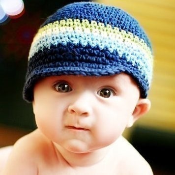 2 to 4T Visor Beanie - navy, light sage, eggshell, light blue