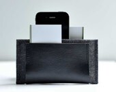 iPhone Wallet - Graphite Wool Felt with Black Leather