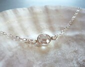 RESERVED - 4 - Solo - clear round crystal sterling silver necklace - simple everyday jewelry - edor